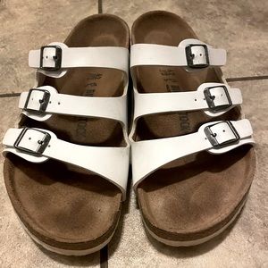 Birkenstock Florida Sandals. Worn 4-5 times. No feet marks. White.